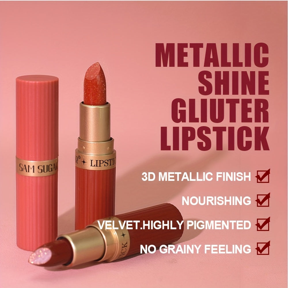 [Long-Lasting Lipstick] Waterproof, Long-Lasting 1pc of Coral Pearlescent Lipstick | Non-Sticky Formula, Easy to Apply for All Skin Types, Shimmer Lip Gloss