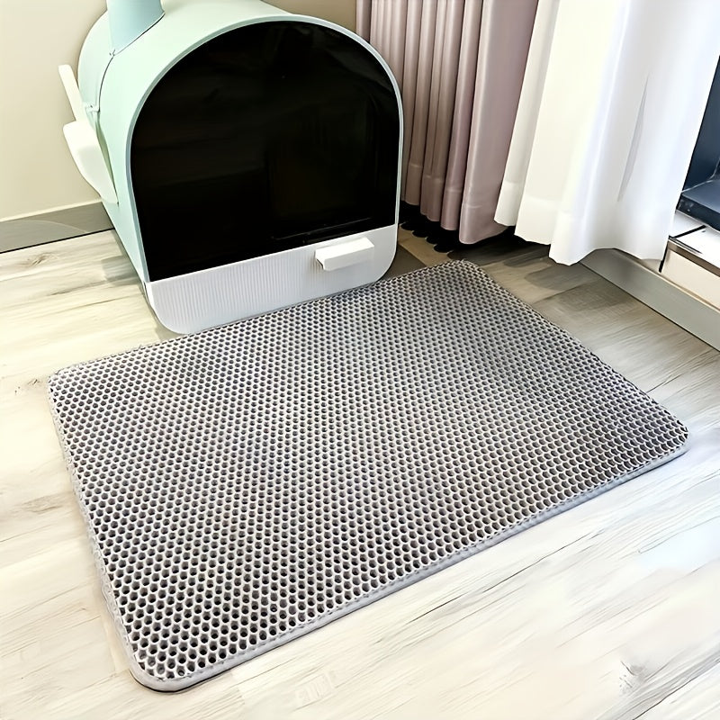 Extra Large Double-Layer Splash-Proof Cat Litter Mat - Leak-Proof, Anti-Caking & Anti-Overflow Design, Durable EVA Material, 3 Sizes Available, Easy-Clean Cat Litter Box Liner for Indoor Cats, Essential Pet Care Gift, Cat Lit