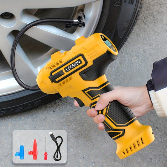 Tire Inflator Portable Air Compressor With Auto-Shutoff, Handheld Air Pump, 150 PSI Cordless Car Tires Pump With Digital Pressure Gauge/LED Light For Cars, Motorcycles, Bikes, Ball - Compact, Rechargeable, And Easy-to-Use Des