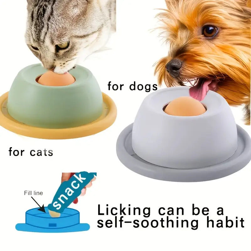 1 Slow Feeder Dog and Cat Lick Mat with Interactive Bone Cutouts - Durable Pet Food Dispenser for Wet Food, Treats, Yogurt - Mental Stimulation and Dental Cleaning Slow Feeding Bowl for  Dogs and Cats, Puppy and Kitten Slow F