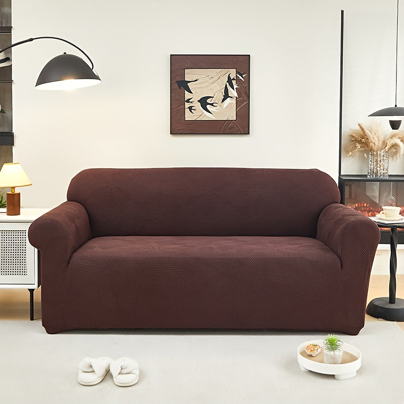 [Modern Sofa Cover] Thickened Modern Elastic 1pc Sofa Cover | Universal Four-Season Protector, 160g/m², Machine Washable, T-cushion Design, Polyester and Spandex Blend, with Elastic-band Closure