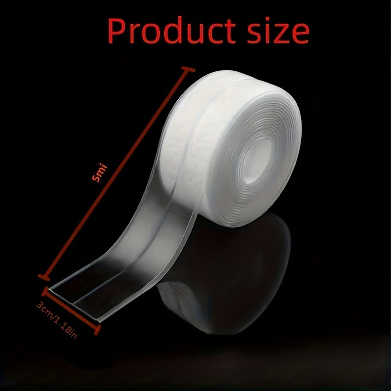 2 Rolls of Silicone Kitchen and Bathroom Waterproof Tape, Kitchen Seam Sealing Strip, Transparent Waterproof Strip, Bathroom Toilet Gap Wall Corner Line Sticker Tape, Suitable for Sink Gap, Durable Material, Ideal Choice for