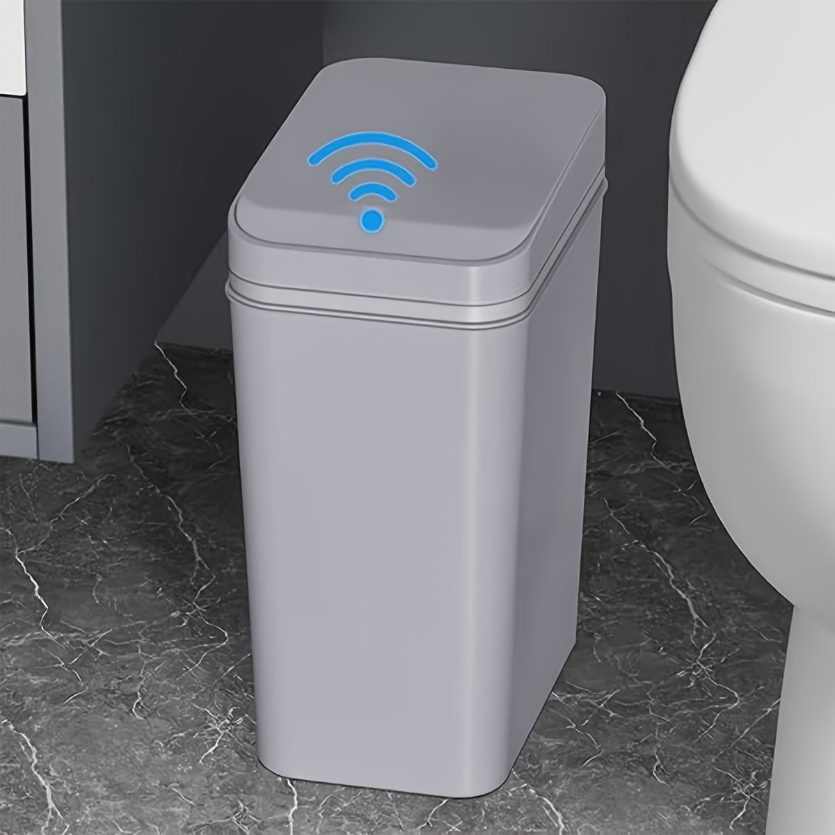 1 pack 17L/4.49gal Smart Kitchen Trash Can (enhanced version): multi-mode, kick-activated sensor, stay-open/closed button. AA batteries (not included), modern design - ideal for home, office, bathroom/kitchen, top Halloween/C