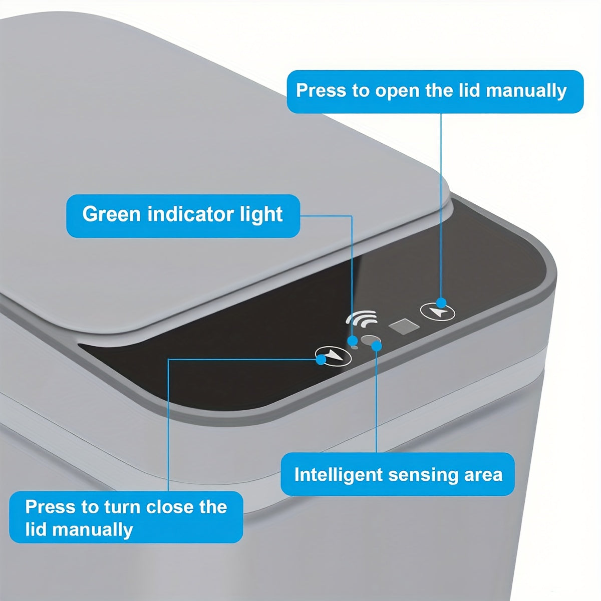 1 pack 17L/4.49gal Smart Kitchen Trash Can (enhanced version): multi-mode, kick-activated sensor, stay-open/closed button. AA batteries (not included), modern design - ideal for home, office, bathroom/kitchen, top Halloween/C