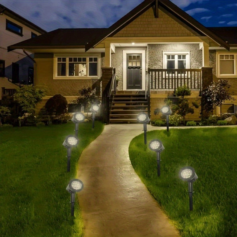 1/2pcs 7LED Solar Lamp -  IP44, Outdoor Environment Lighting, Solar Charging, Lithium Battery, 1200mAh, Plastic Structure, Semi-buried, Outdoor Lighting Solution - Modern Outdoor Lamp - Durable Plastic