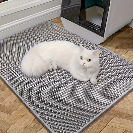 Extra Large Double-Layer Splash-Proof Cat Litter Mat - Leak-Proof, Anti-Caking & Anti-Overflow Design, Durable EVA Material, 3 Sizes Available, Easy-Clean Cat Litter Box Liner for Indoor Cats, Essential Pet Care Gift, Cat Lit