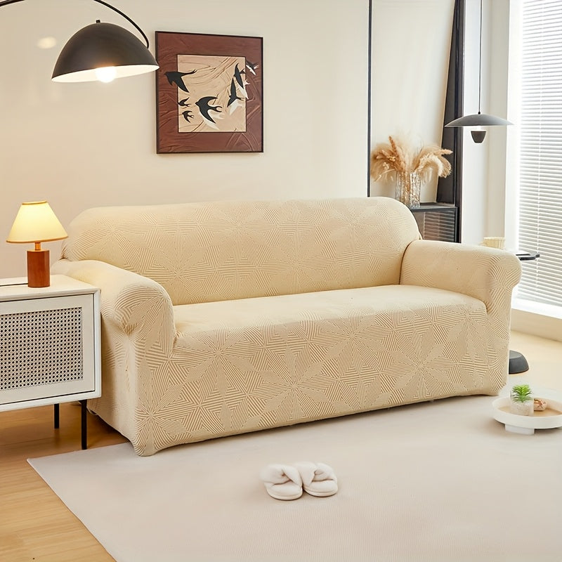 [Modern Sofa Cover] Thickened Modern Elastic 1pc Sofa Cover | Universal Four-Season Protector, 160g/m², Machine Washable, T-cushion Design, Polyester and Spandex Blend, with Elastic-band Closure