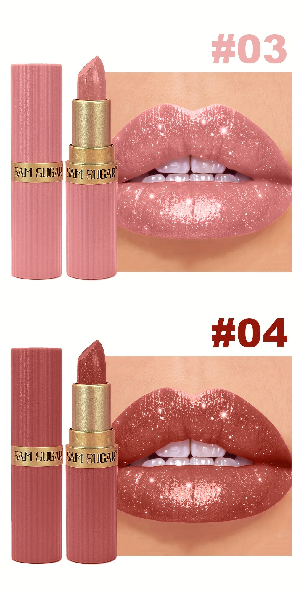 [Long-Lasting Lipstick] Waterproof, Long-Lasting 1pc of Coral Pearlescent Lipstick | Non-Sticky Formula, Easy to Apply for All Skin Types, Shimmer Lip Gloss