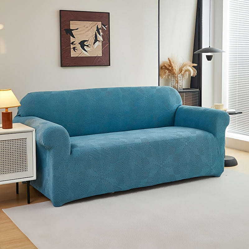 [Modern Sofa Cover] Thickened Modern Elastic 1pc Sofa Cover | Universal Four-Season Protector, 160g/m², Machine Washable, T-cushion Design, Polyester and Spandex Blend, with Elastic-band Closure