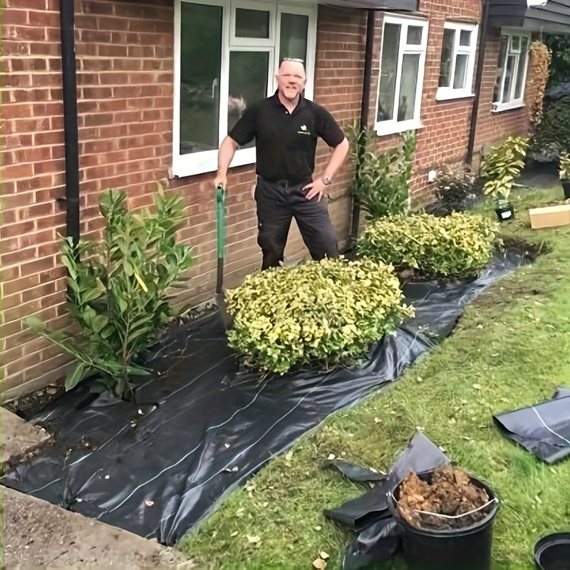 3ft/4ft/5ft X100ft Heavy-Duty Weed Barrier Landscape Fabric - 3.2oz Durable Ground Cover with Black & White Striped Pattern, French Drainage Design for Garden, Patio, Yard, Vehicle Sidewalk - Weed Control & Landscaping, Weed