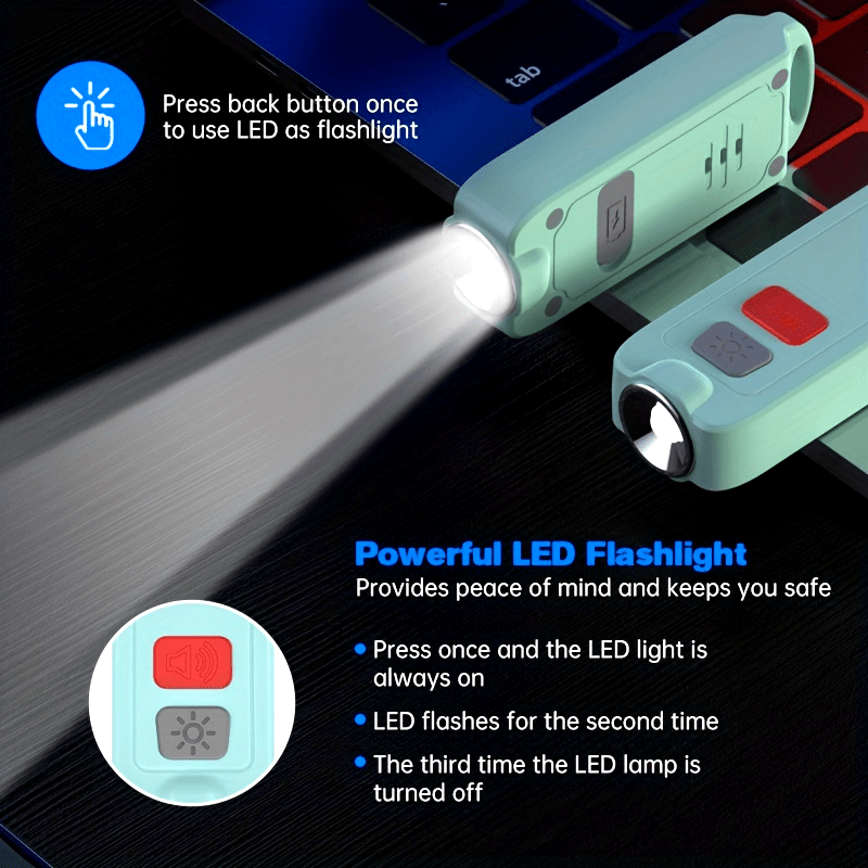 Emergency Safety Alarm Keychain with 130Db Sound, IP66 Rating, And USB Charging - Designed for Women And Seniors - Features a Bright Flashing LED Light