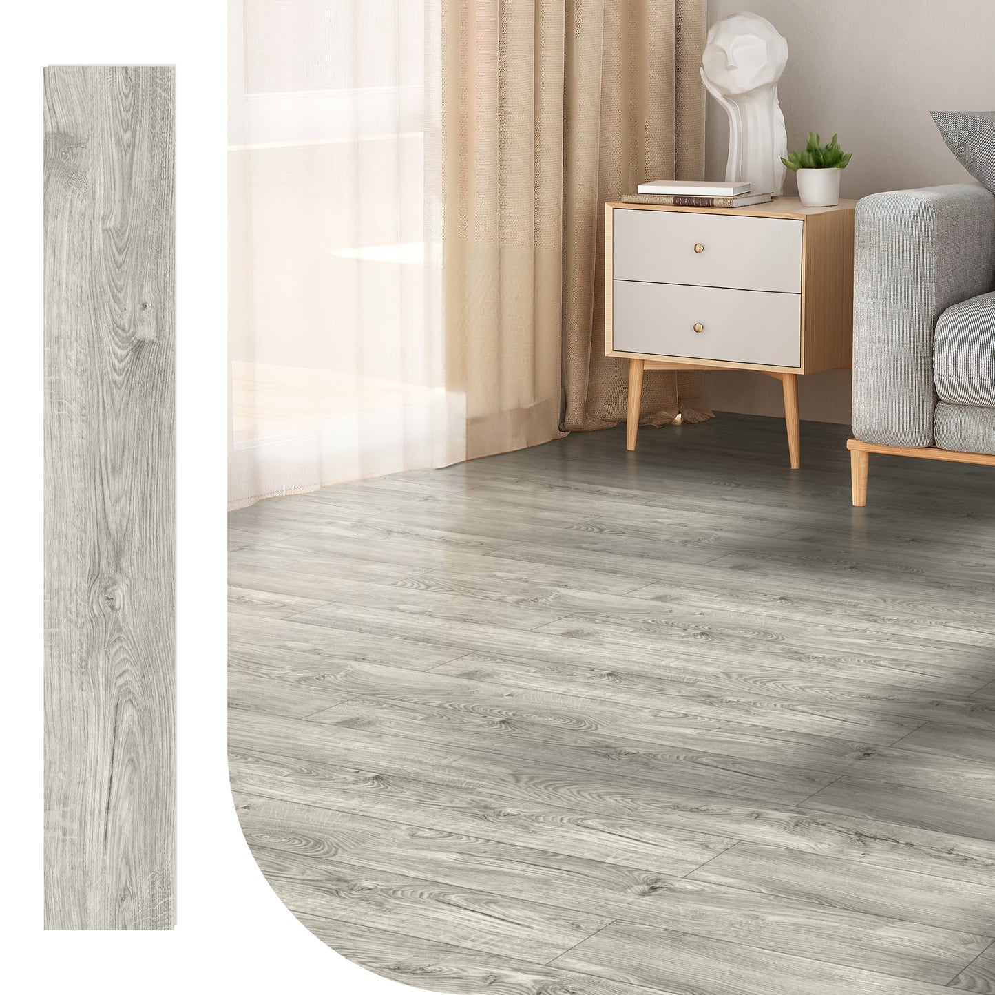 10-Pack Click-Lock Flooring Planks, 48" x 7.2" Waterproof and Wear-Resistant Composite Panels