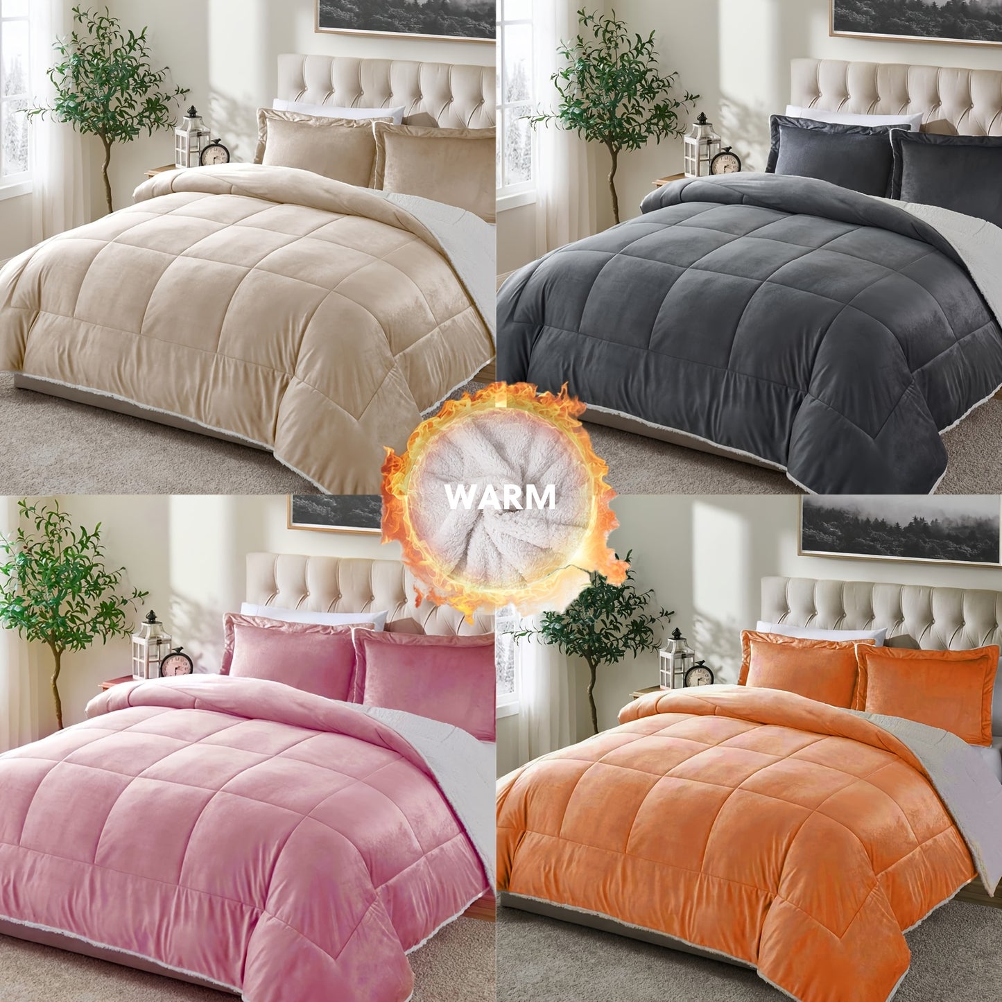 1pc Orhopui -Like Lamb's Comforter - Thickened Winter Quilt with Half Pillowcase, All-Season Bedspread or Sofa Cover, Machine Washable Blanket for Queen-Like (No Turning Required), Multicolor Options