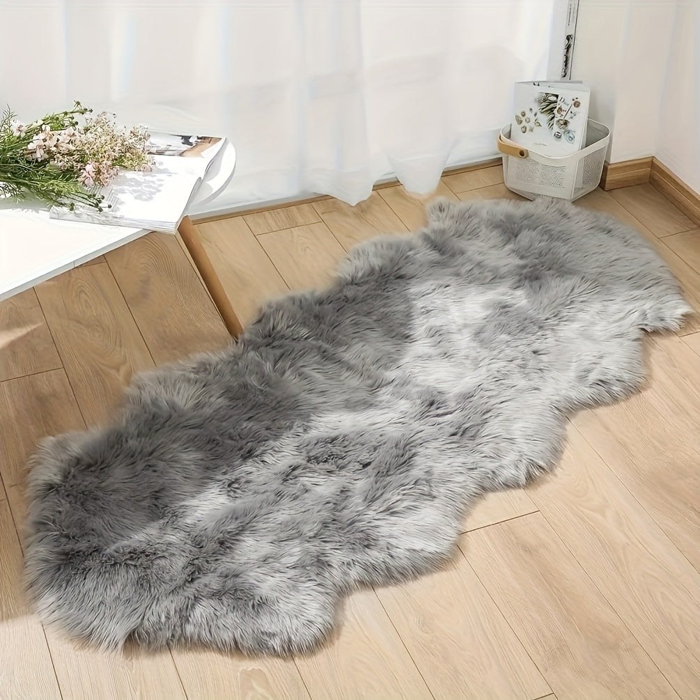Soft Fluffy Mat - Beige/Neutral Colors, Plush Texture Mat for Living Room, Bedroom, Entryway - Machine Washable Modern Mat - Multi-Size Options Available