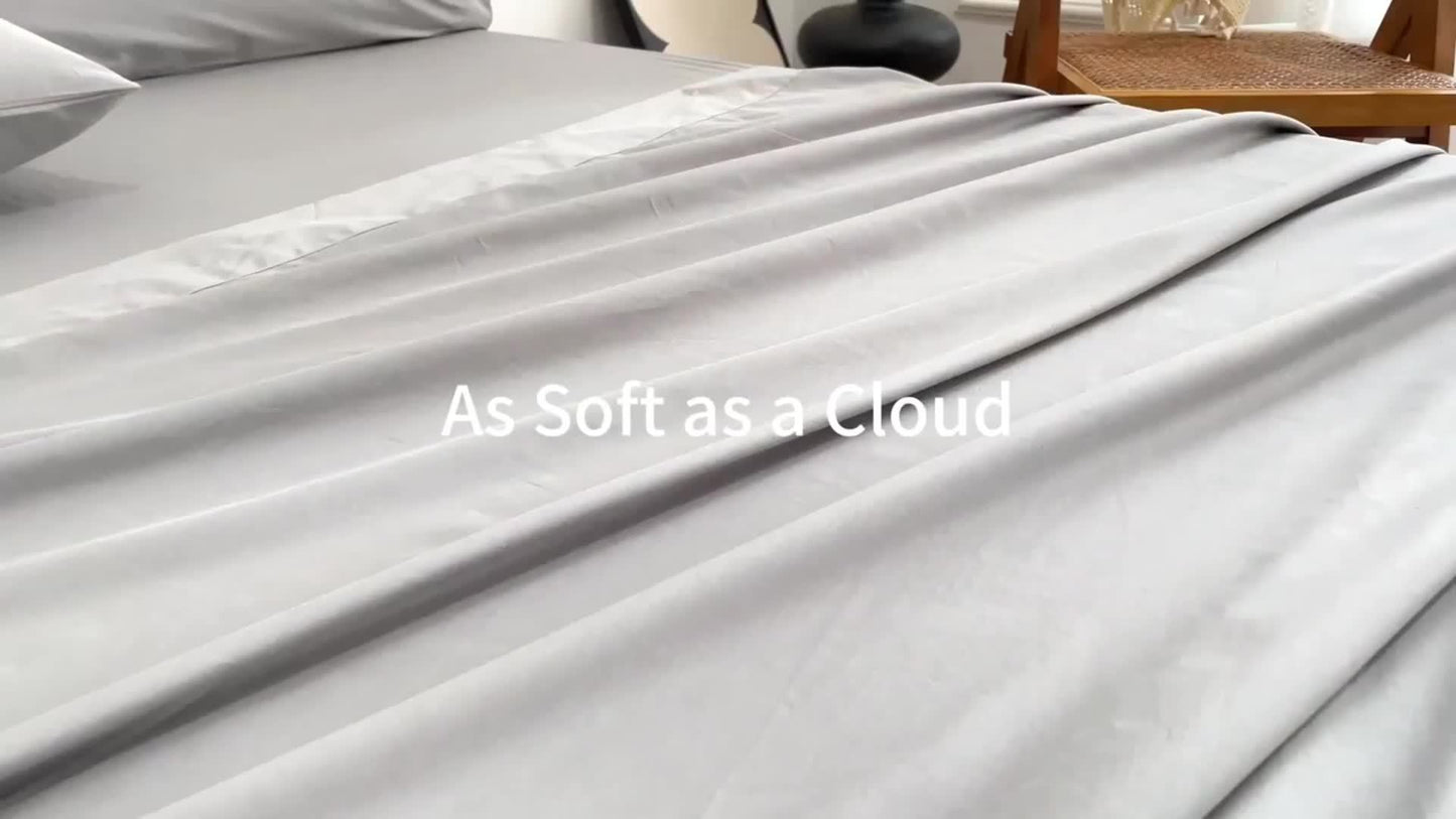 4pcs Bamboo Cooling Bed Sheets Sets Queen Size - Ultra Soft & Luxuriously Cooling, 17" Deep Pocket, Double Stitching, Perfect For Hot Sleepers - Queen Bed Sheets