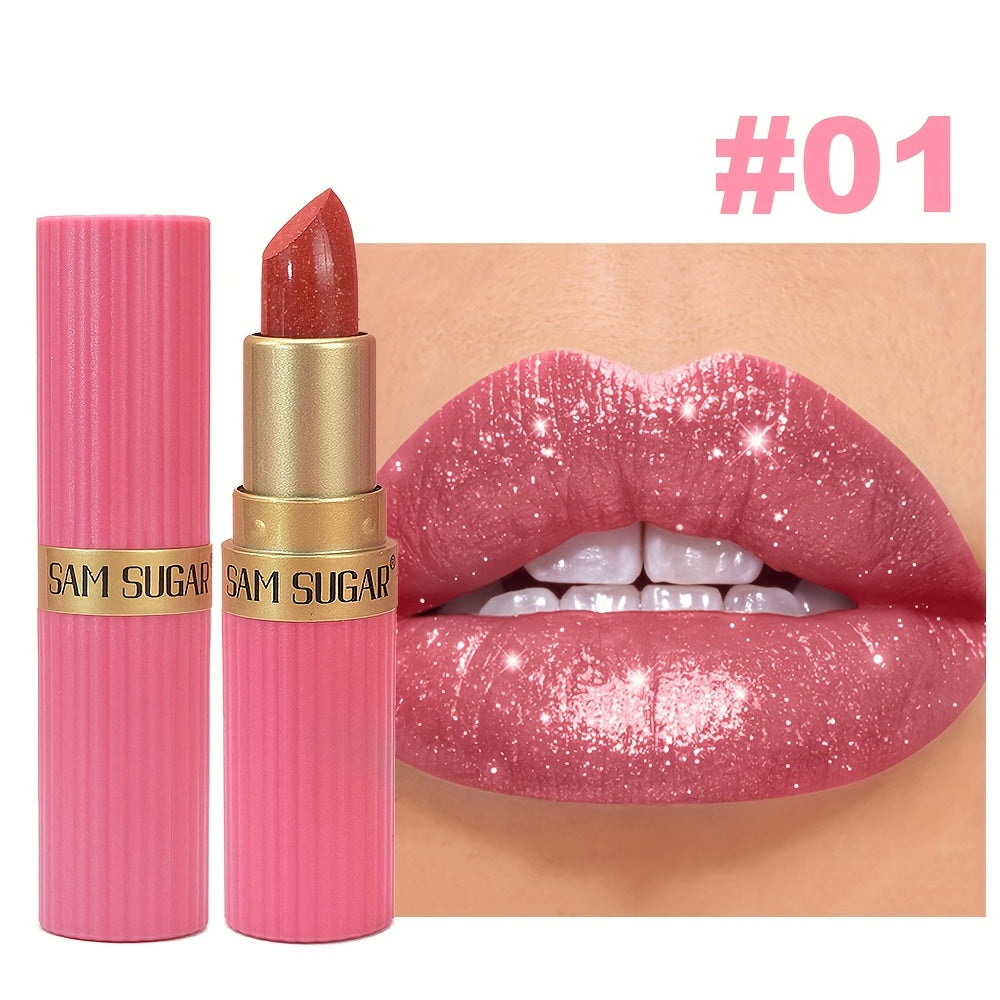 [Long-Lasting Lipstick] Waterproof, Long-Lasting 1pc of Coral Pearlescent Lipstick | Non-Sticky Formula, Easy to Apply for All Skin Types, Shimmer Lip Gloss