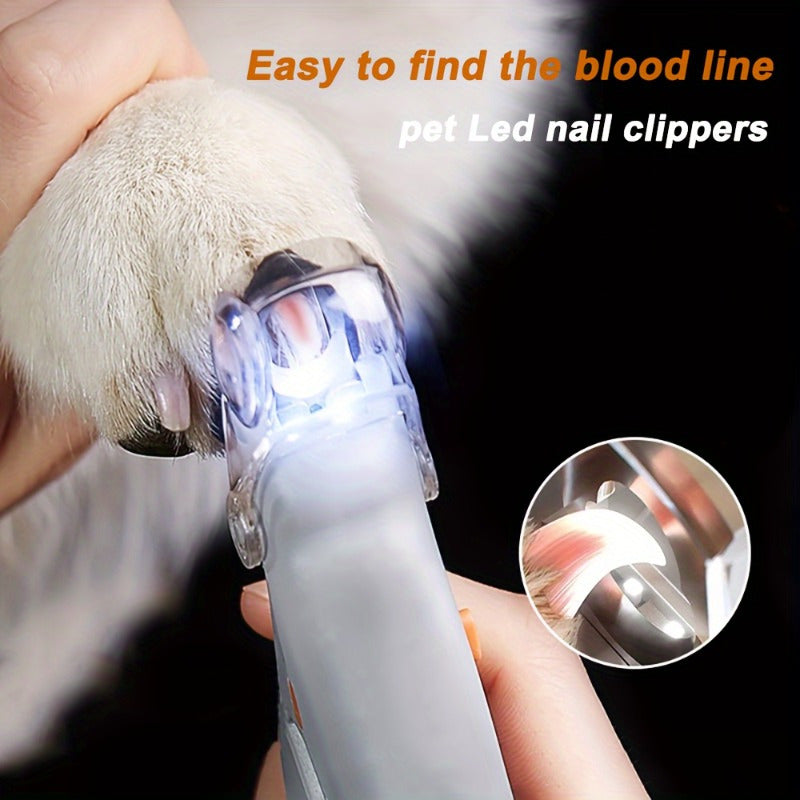 LED Lighted Pet Nail Clipper with 5x Magnification & Nail Catcher - USB-Powered, Ergonomic Design for Cats & Dogs, Safe & Precise Trimming, No Batteries Needed