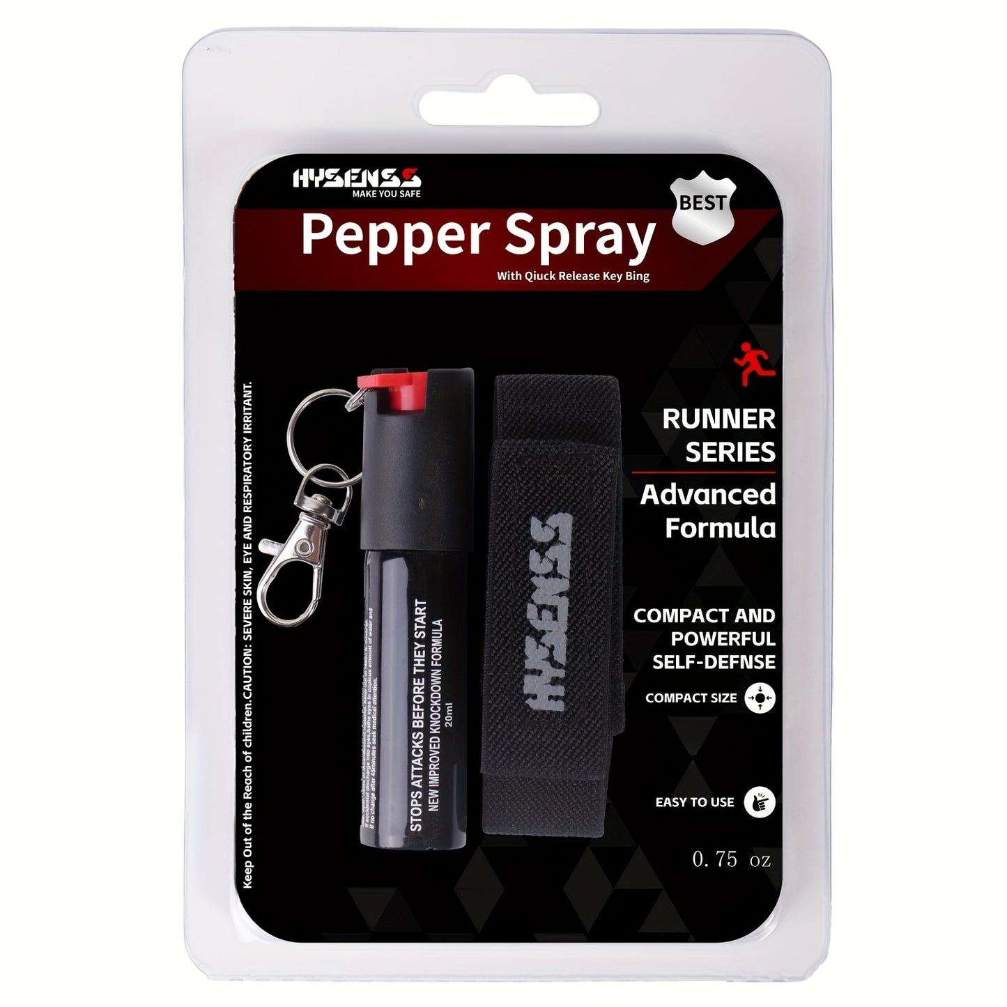 Pepper Spray with Quick-Release & Ergonomic Finger Grip - 0.54fl.oz Compact & Powerful Formula, Durable Plastic Design for, Security, Jogging