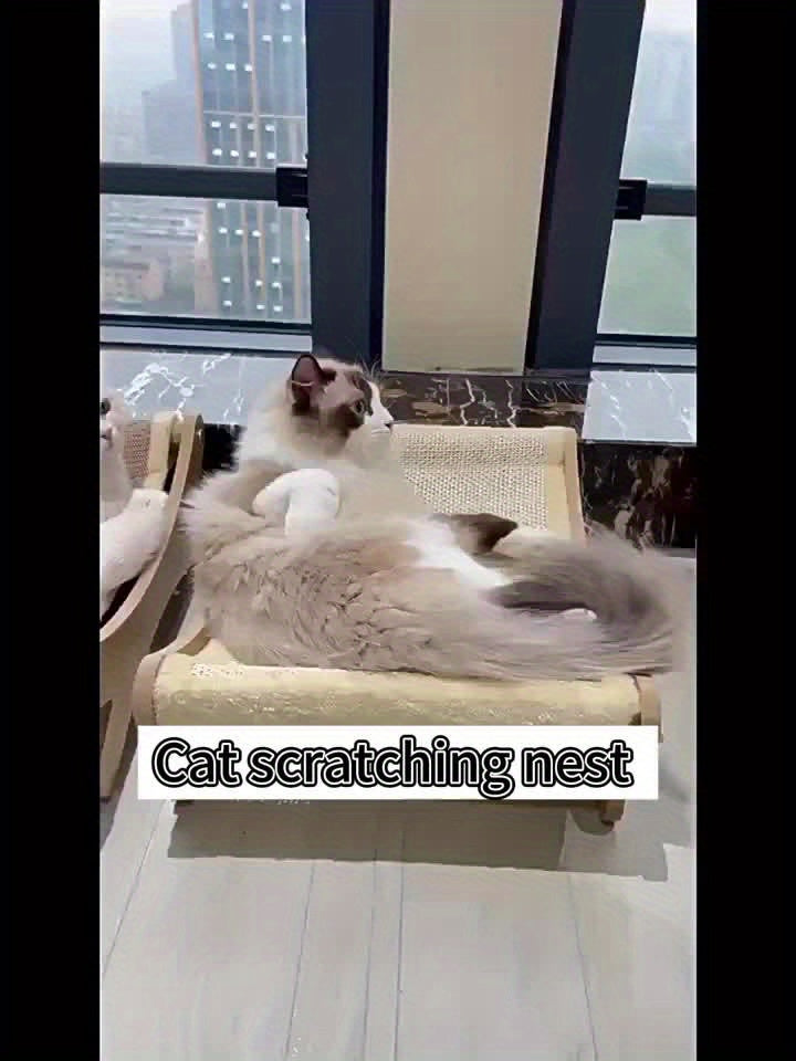 Sisal Rope Cat Scratcher Lounge with Integrated Play Mat - Durable Scratch-Resistant Sofa Design for Cat Claws, Multi-Functional Sleeping & Grinding Claw Two-in-One