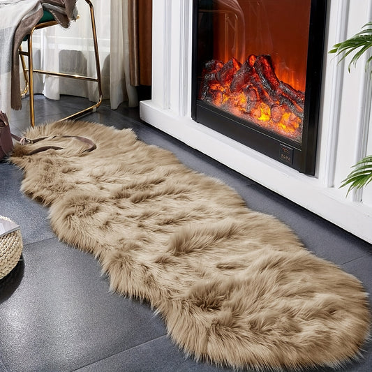 Soft Fluffy Mat - Beige/Neutral Colors, Plush Texture Mat for Living Room, Bedroom, Entryway - Machine Washable Modern Mat - Multi-Size Options Available