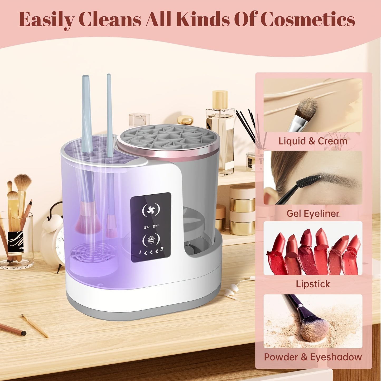 Electric Makeup Brush Cleaner Powered by USB – Fast Drying, Automatic, And Portable with a Dual-Section Design for Cleaning And Drying, Perfect As a Holiday Gift