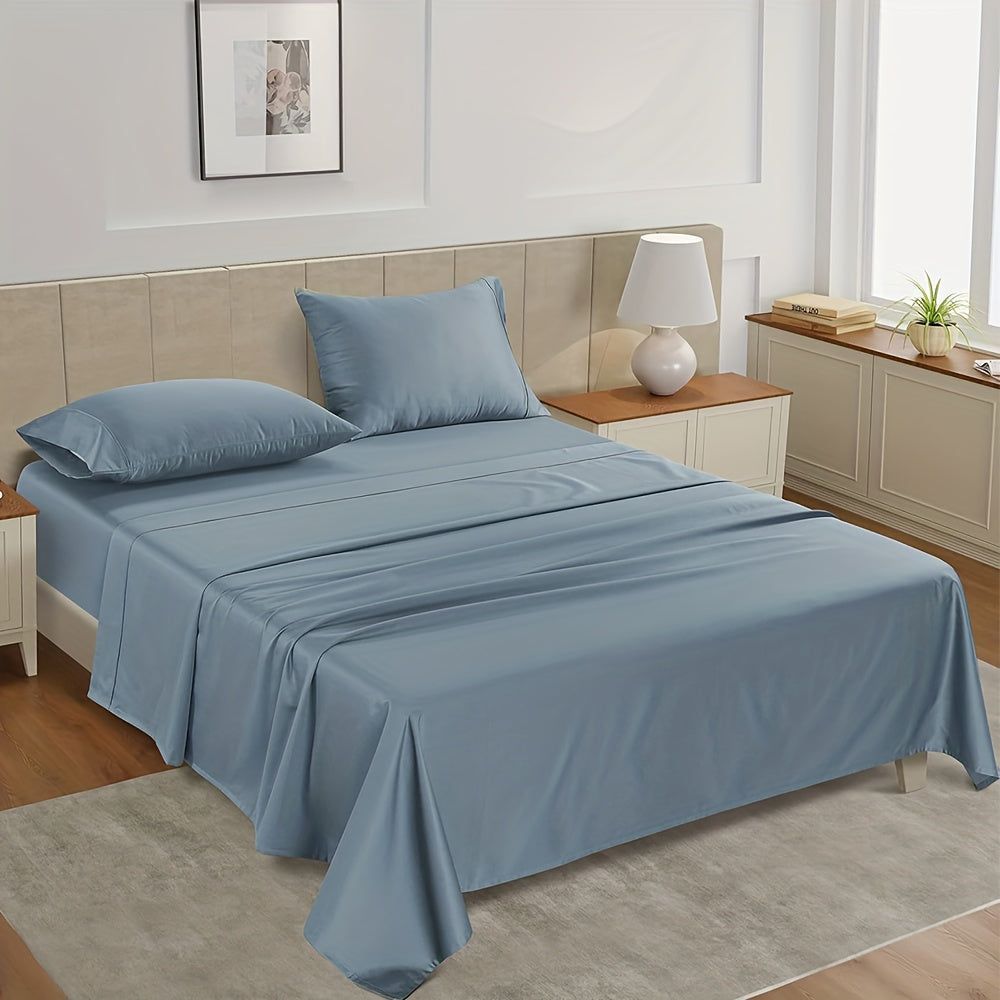 4pcs Bamboo Cooling Bed Sheets Sets Queen Size - Ultra Soft & Luxuriously Cooling, 17" Deep Pocket, Double Stitching, Perfect For Hot Sleepers - Queen Bed Sheets