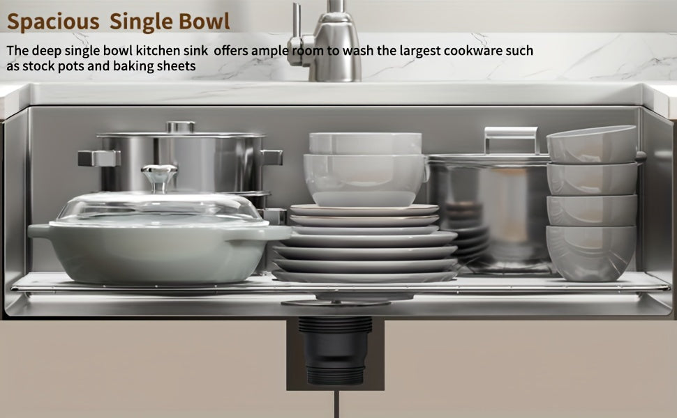 30 Inch Undermount Kitchen Sink - Delironexu 18 Gauge Stainless Steel Handmade Single Bowl Kitchen Sinks With Brushed Finish, Modern Sink, 30"x18"x9", Sink Only