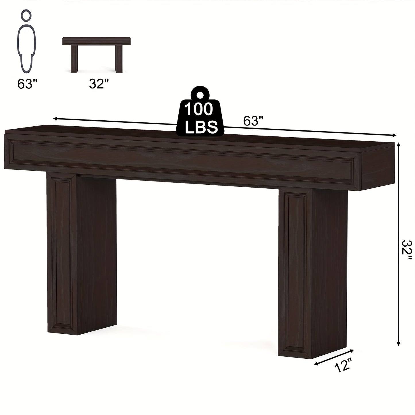 63-Inch Long Entryway Table, Modern Farmhouse Tables, Sofa Table Behind Couch, Console Table For Entryway & Living Room & Hallway