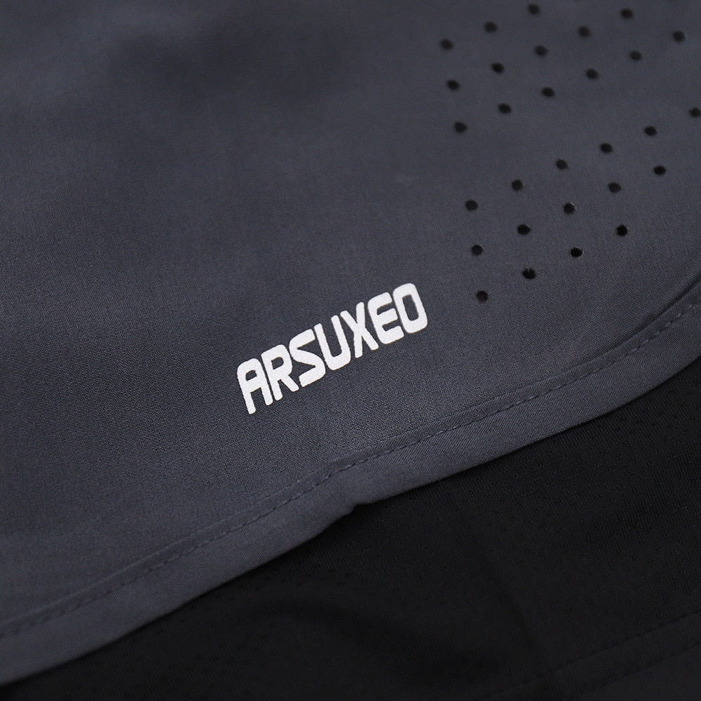 ARSUXEO Men&#39;s Running Shorts 2 in 1 Quick Dry Sport Shorts Athletic Training Fitness Short Pants Gym Shorts Workout Clothes B179