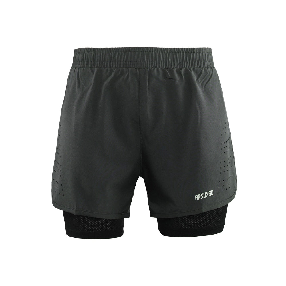 ARSUXEO Men&#39;s Running Shorts 2 in 1 Quick Dry Sport Shorts Athletic Training Fitness Short Pants Gym Shorts Workout Clothes B179