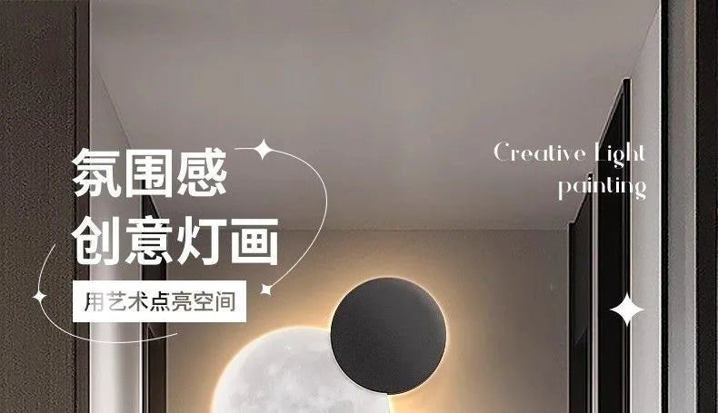 Porch decoration painting Wall lamp LED luminous light Corridor corridor hanging painting High grade wall painting Moon CX176DS