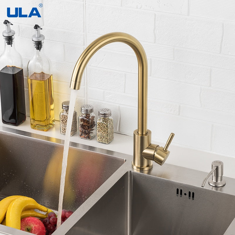 Stainless Steel Kitchen Faucet 360 Rotate Flexible Kitchen Tap Faucet Deck Mount Cold Hot Water Sink Mixer Kitchen Gold Tap