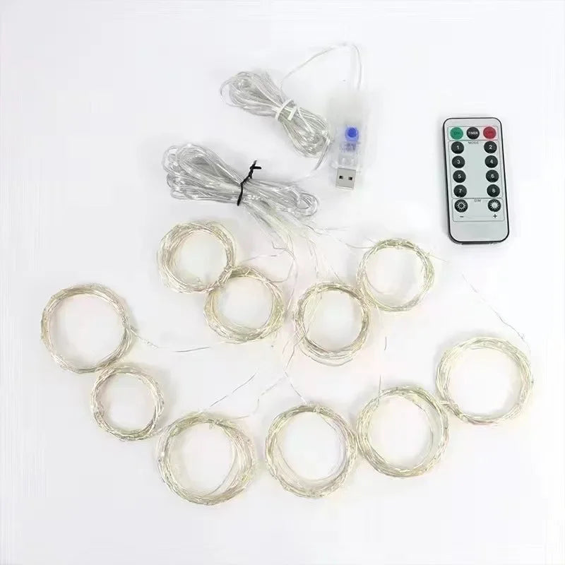 3M/6M LED Garland Curtain Lights 8 Modes USB Remote Control Fairy Lights String Wedding Christmas Decor for Home Bedroom Lamp