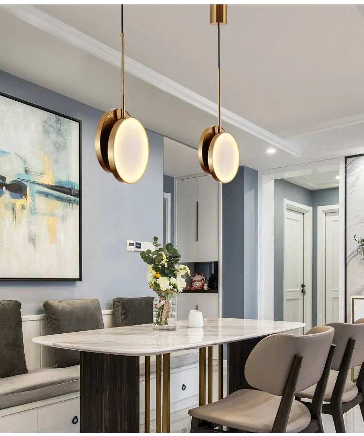 Round Marble Wall Lamp High-Grade Copper Indoor Lighting Living Room Bedroom Study Modern Minimalist Led Decor For Home