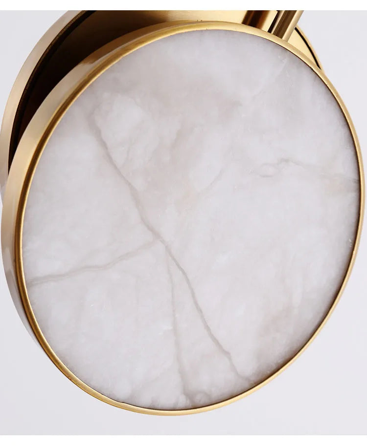 Round Marble Wall Lamp High-Grade Copper Indoor Lighting Living Room Bedroom Study Modern Minimalist Led Decor For Home