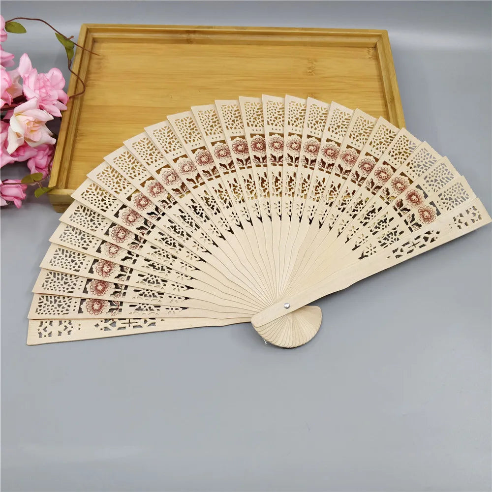 Personalized Portable Wooden Fan Wedding Favors Gifts For Guest Sandalwood Hand Fan Party Decoration 20cm Wood Folding Fan