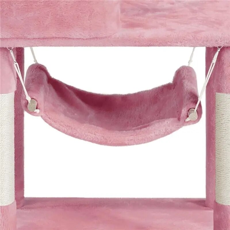 Multi-Level Cat Tree,Cat Tower,Activity Trees,Cat Furniture,with Condos and Scratching Posts, Pink,64''