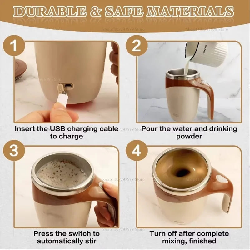 Portable Automatic Mixing Cup 304 Stainless Steel Self Stirring Magnetic Mug Rechargeable Electric Blender For Coffee Milk Tea