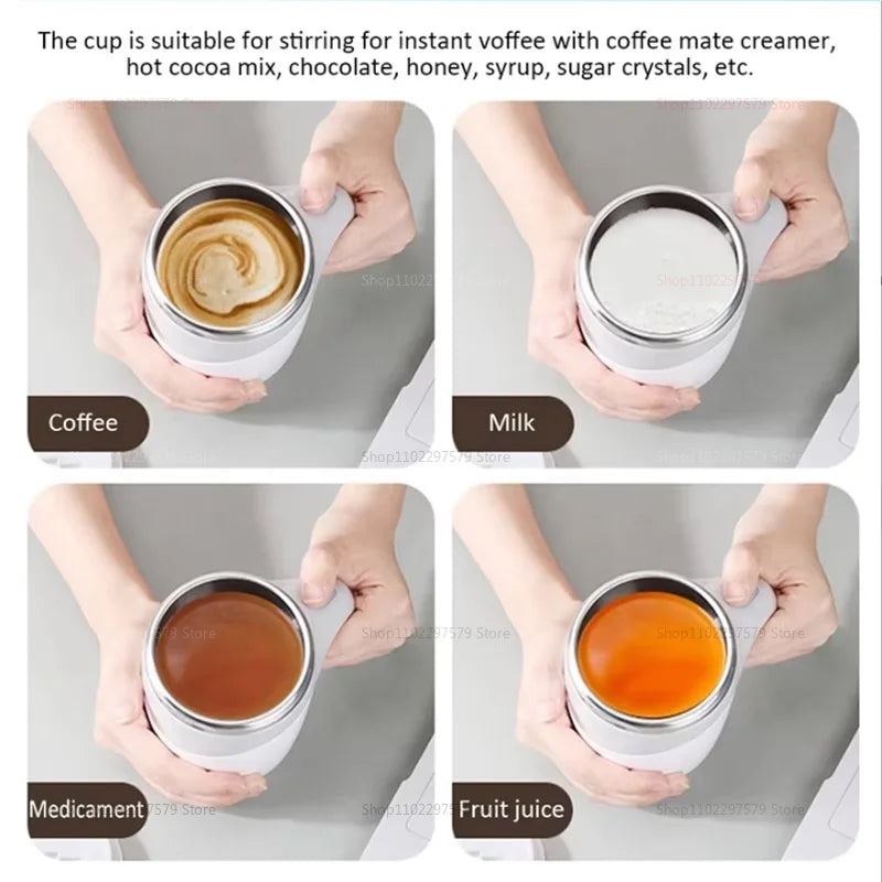 Portable Automatic Mixing Cup 304 Stainless Steel Self Stirring Magnetic Mug Rechargeable Electric Blender For Coffee Milk Tea