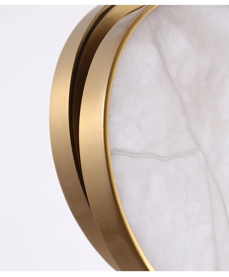 Round Marble Wall Lamp High-Grade Copper Indoor Lighting Living Room Bedroom Study Modern Minimalist Led Decor For Home
