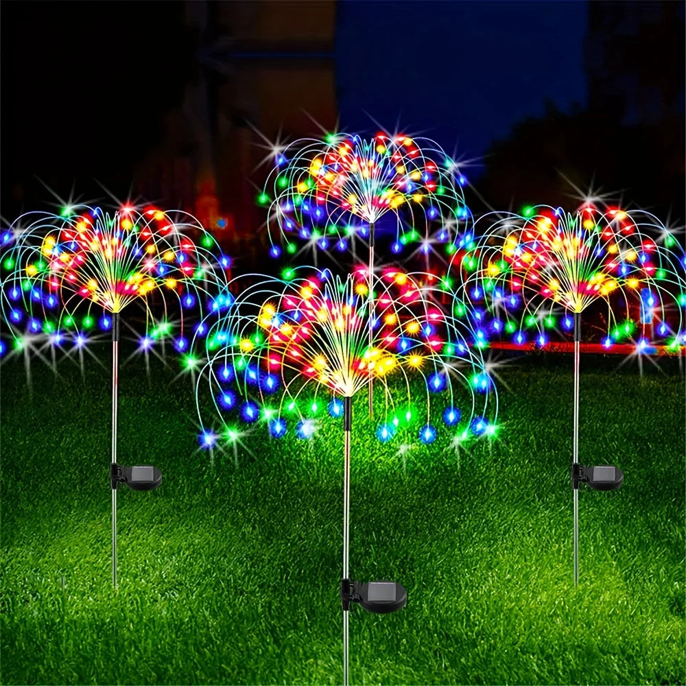 1 Pack Solar Firework Light Outdoor,IP65 Waterproof Solar Garden Flower Lights With 8 Lighting Modes For Outdoor Lighting