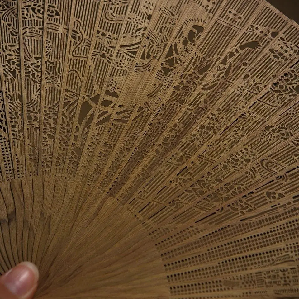Hollowed Out Wooden Fan Fragrant Wood Fan Ancient Style Folding Wooden Classical Female Fan