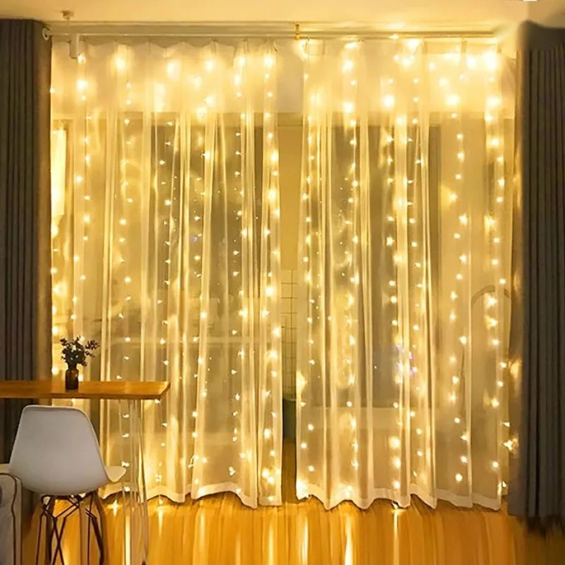 3M/6M LED Garland Curtain Lights 8 Modes USB Remote Control Fairy Lights String Wedding Christmas Decor for Home Bedroom Lamp