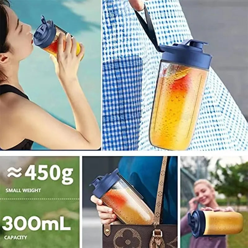 Portable Juicer Cup 6 Blade Blender Household Fruit Juicer Cup USB Rechargeable Double Cup Multifunction Electric Juicer
