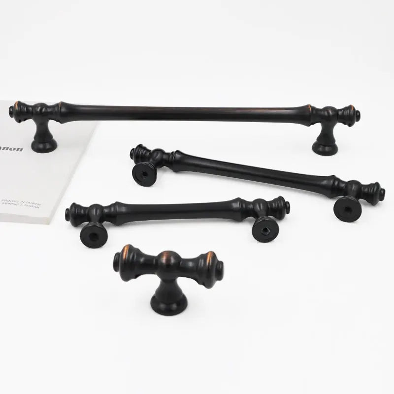 Zinc Alloy Cabinet Door Handles Gold Black Knobs Antique Drawer Pulls Vintage Kitchen Cupboard Handle Wardrobe Pull Hardware