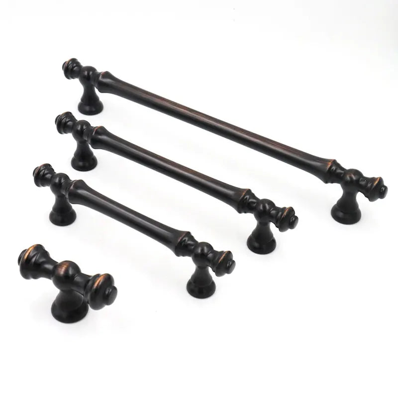 Zinc Alloy Cabinet Door Handles Gold Black Knobs Antique Drawer Pulls Vintage Kitchen Cupboard Handle Wardrobe Pull Hardware
