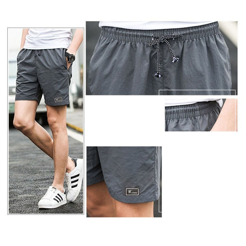 Men&#39;s Shorts Polyester Shorts for Men New 2021 Summer Solid Breathable Elastic Waist Casual Man Shorts Male Bermuda Homme