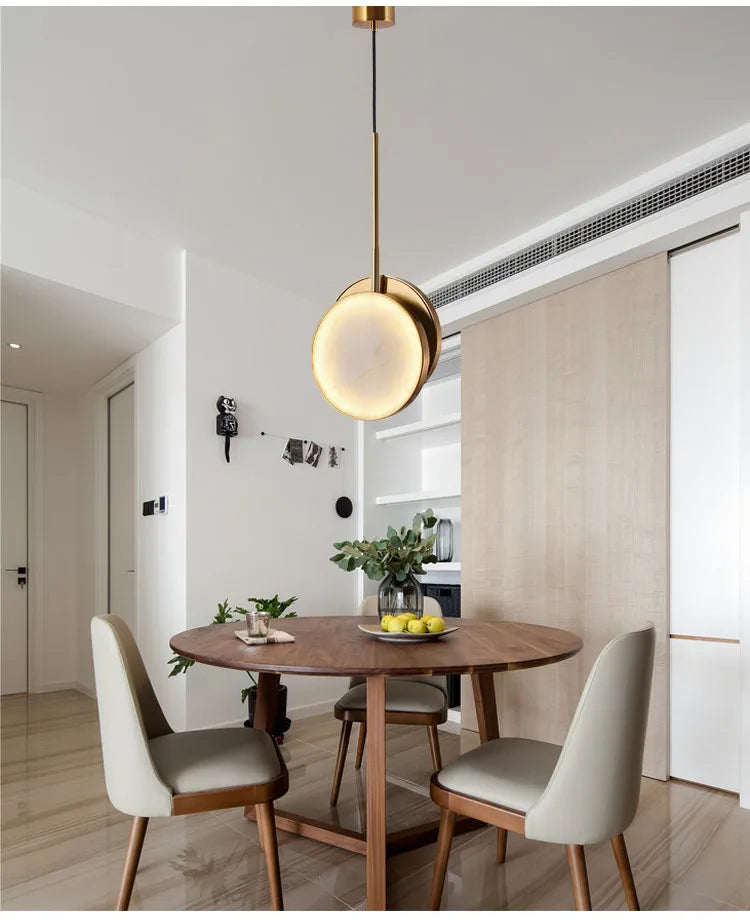 Round Marble Wall Lamp High-Grade Copper Indoor Lighting Living Room Bedroom Study Modern Minimalist Led Decor For Home