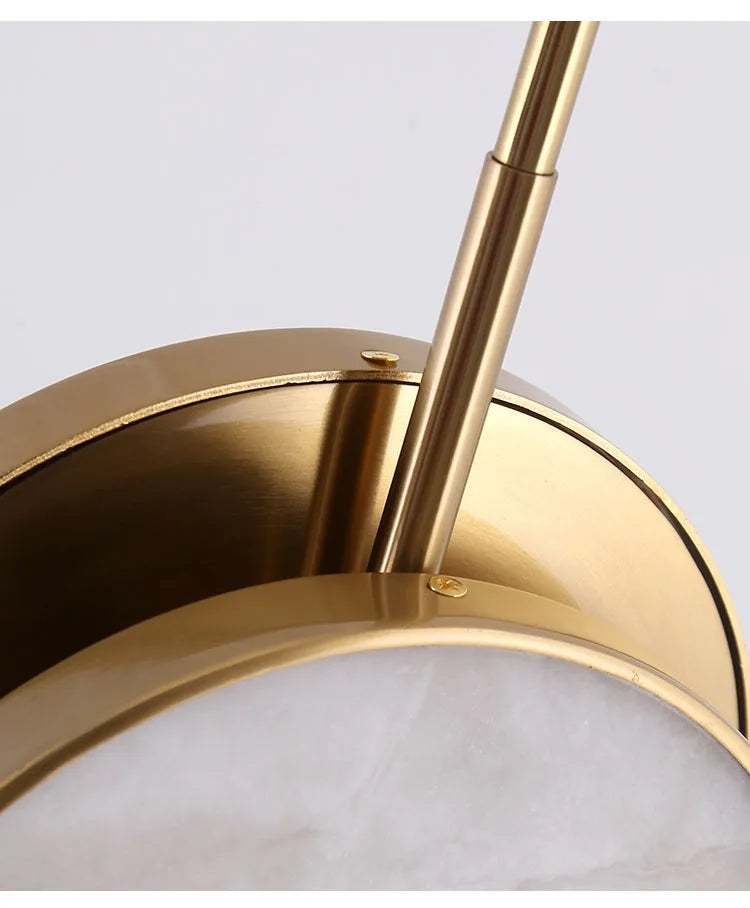Round Marble Wall Lamp High-Grade Copper Indoor Lighting Living Room Bedroom Study Modern Minimalist Led Decor For Home