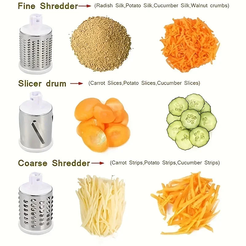 Slicing Grater Manual Rotary 3 In 1 Cheese Grater Food Blender Stainless Steel Potato Slice Chopper Processor Kitchen Accessorie